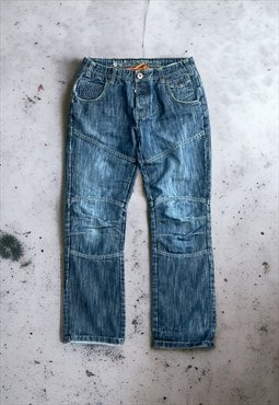 Mens Vintage Baggy Crosshatch Y2K Jeans