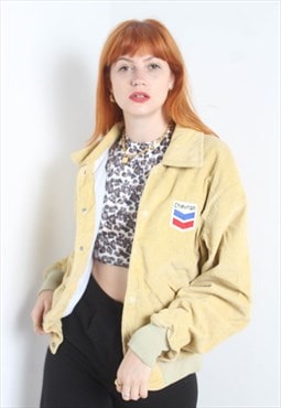 Vintage 80's Trucker Chevron Jacket Beige 