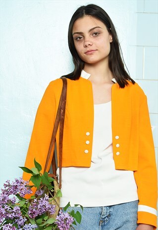 VINTAGE 60S MOD MINIMALIST PARISIAN ORANGE BLAZER JACKET