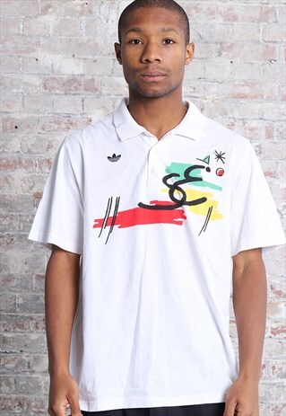 VINTAGE ADIDAS LOGO POLO SHIRT WHITE