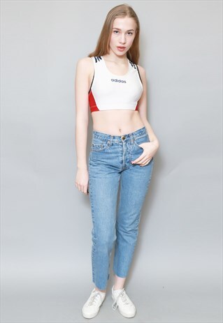 VINTAGE 1990'S ADIDAS WHITE SPORTS CROP TOP