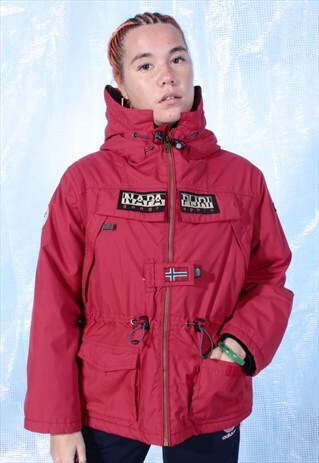 VINTAGE NAPAPIJRI RED HOODED COAT