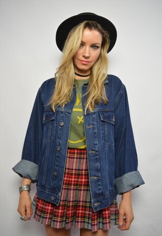 VINTAGE 90S WRANGLER DARK BLUE WASH DENIM JACKET GRUNGE