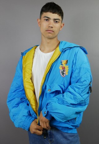 THE MEGA 90'S BRIGHT BLUE HEAD PUFFER JACKET