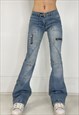 VINTAGE Y2K JEANS UTILITY CARGO FLARE LOW RISE BOOTCUT 90S