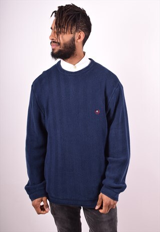 CHAPS RALPH LAUREN MENS VINTAGE JUMPER SWEATER XL BLUE 90S
