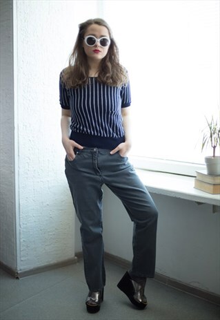 VINTAGE 90'S GREY ELASTIC STRAIGHT JEANS