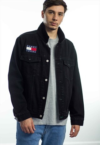 VINTAGE TOMMY JEANS HILFIGER LOGO DENIM JACKET 90S L 40