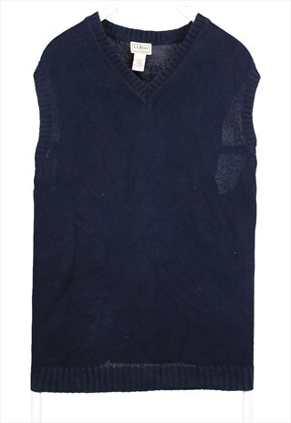 VINTAGE 90'S L.L.BEAN GILET V NECK KNITTED BLUE XLARGE