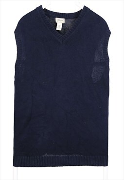Vintage 90's L.L.Bean Gilet V Neck Knitted Blue XLarge