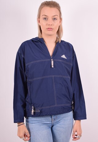 ADIDAS WOMENS VINTAGE PULLOVER JACKET MEDIUM BLUE 90S