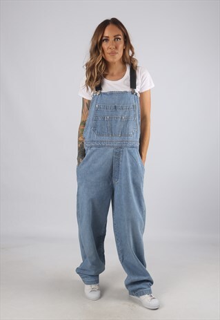 VINTAGE DENIM DUNGAREES BICH REWORKED GAP UK L 14 (J9AV)
