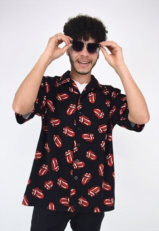 VINTAGE 90'S THE ROLLING STONES BLACK SHORT SLEEVE SHIRT