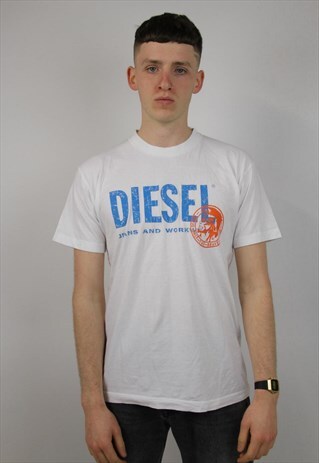 VINTAGE DIESEL 90'S WHITE PRINT T-SHIRT