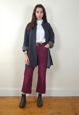 90S VINTAGE THICK DARK GREY FLANNEL SHIRT