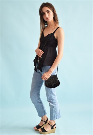 VINTAGE 80'S FAUX LEATHER PETITE SHOULDER BAG