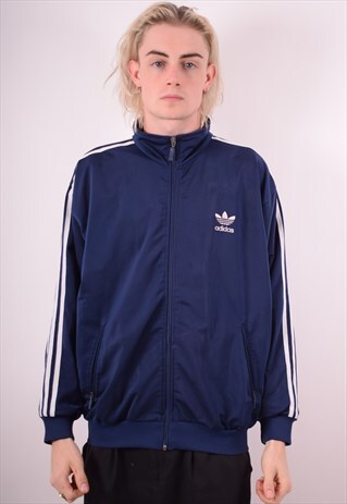 ADIDAS MENS VINTAGE TRACKSUIT TOP JACKET LARGE BLUE 90S
