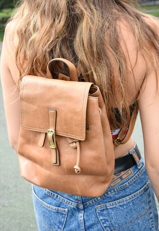 VINTAGE COACH TAN LEATHER BACKPACK