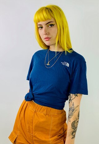 VINTAGE THE NORTH FACE BLUE SPELLOUT T-SHIRT