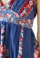BRIGHT BLUE FLORAL MEDITERRANEAN STYLE DRESS