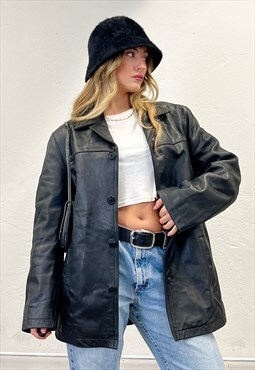 Vintage 90s Leather Blazer Jacket