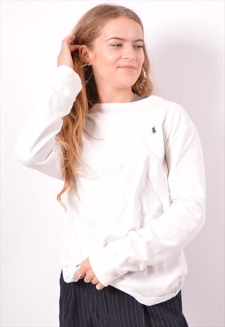 VINTAGE POLO RALPH LAUREN TOP LONG SLEEVE WHITE