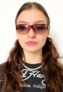 Vintage 00s iconic rectangle sunglasses in red