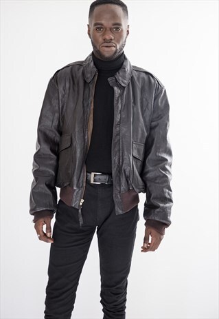 80S VINTAGE DEEP BROWN LEATHER JACKET