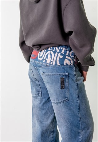 BLUE DENIM 90S BAGGY HIP HOP ECKO UNLTD CARGO SKATER PANTS