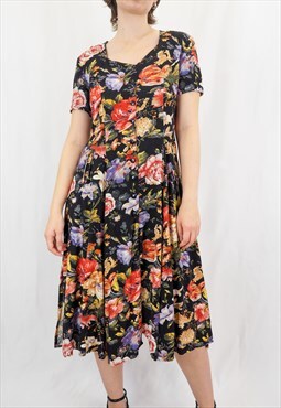 Vintage floral print midi dress