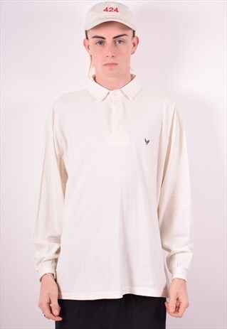 AVIREX MENS VINTAGE POLO SHIRT XXL WHITE 90S