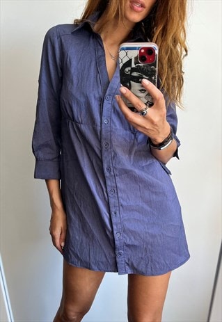 PURPLE MINI SHIRT DRESS S