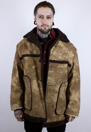 VINTAGE FAUX SHERPA/SUEDE COAT