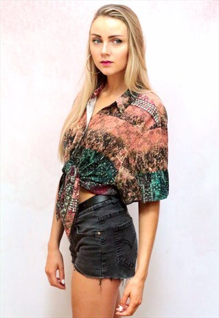 1990S VINTAGE MULTICOLOURED VISCOSE OVERSIZED SHIRT