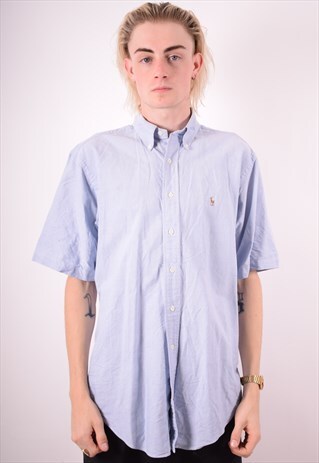 POLO RALPH LAUREN MENS VINTAGE SHIRT MEDIUM BLUE 90S