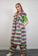 RAINBOW SHAGGY FUR COAT RAVE STRIPED FESTIVAL TRENCH JACKET