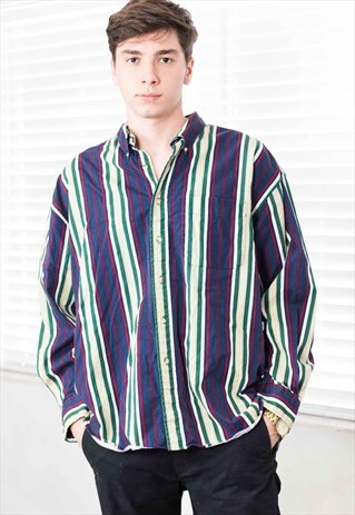 VINTAGE IVY CREW REGATTA STRIPED SHIRT LOGO 90S XL 12.9