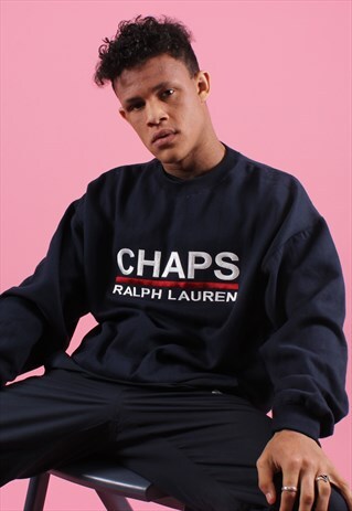 NAVY CHAPS RALPH LAUREN EMBROIDERED SWEATSHIRT