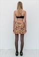 VINTAGE Y2K SEXY MINI BEACH BABE PRINT SKIRT IN MULTICOLOR