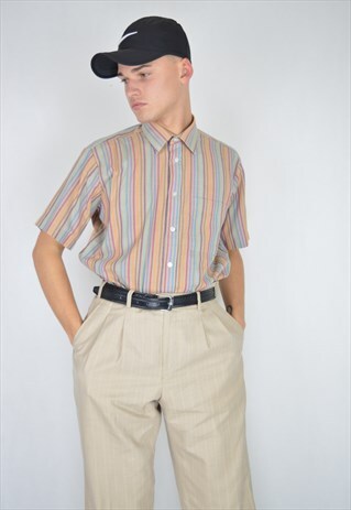 VINTAGE MULTICOLOUR STRIPED SHORT SLEEVE SHIRT