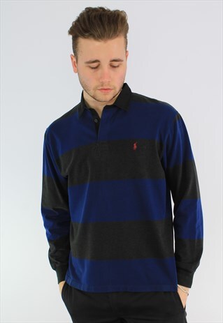 RALPH LAUREN STRIPED LS RUGBY POLO SHIRT