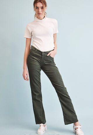 90'S RETRO CORDUROY REGULAR WAIST FLARE TROUSERS