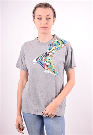 NIKE WOMENS VINTAGE T-SHIRT TOP LARGE GREY 90'S