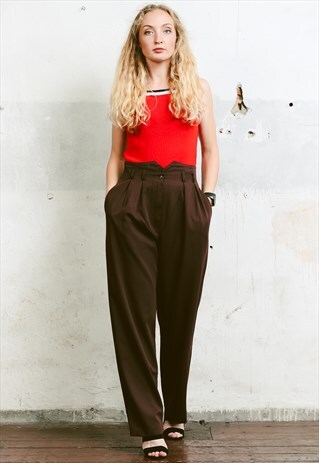 VINTAGE 80S HIGH WAISTED WIDE LEG TROUSERS
