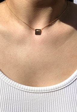 Tiny Tag Necklace Gold Plated Dainty 