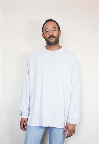 90S MINIMALIST SPORTSWEAR OVERSIZE GREY LONG SLEEVE TEE XXL