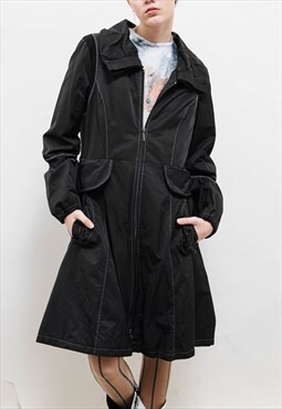 Vintage Y2k Cyber Goth Fleece Lined Women Jacket in Black S