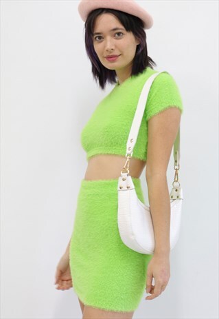 PALO FUZZY SET IN APPLE GREEN - CROP TOP