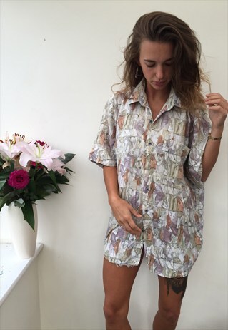 CRAZY PATTERN OVERSIZED UNISEX RETRO VINTAGE FESTIVAL SHIRT