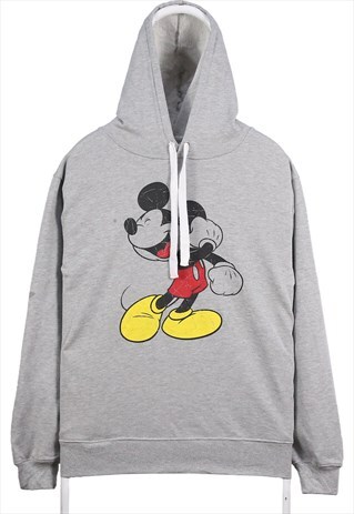 VINTAGE 90'S DISNEY HOODIE MICKEY MOUSE PULLOVER GREY LARGE